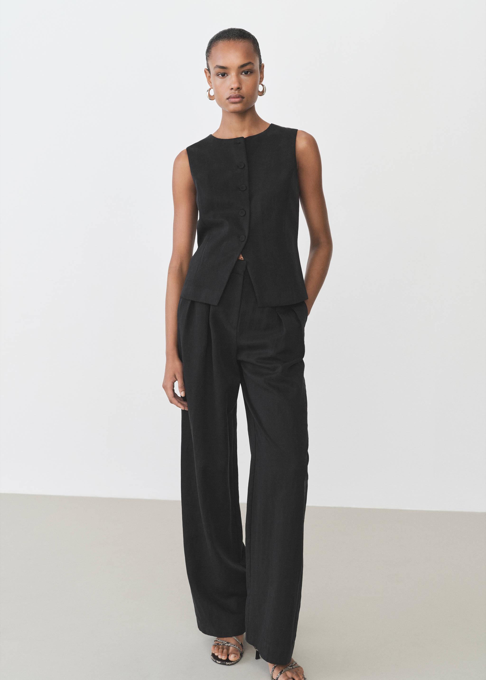 Chaleco traje recto lyocell - Plano general