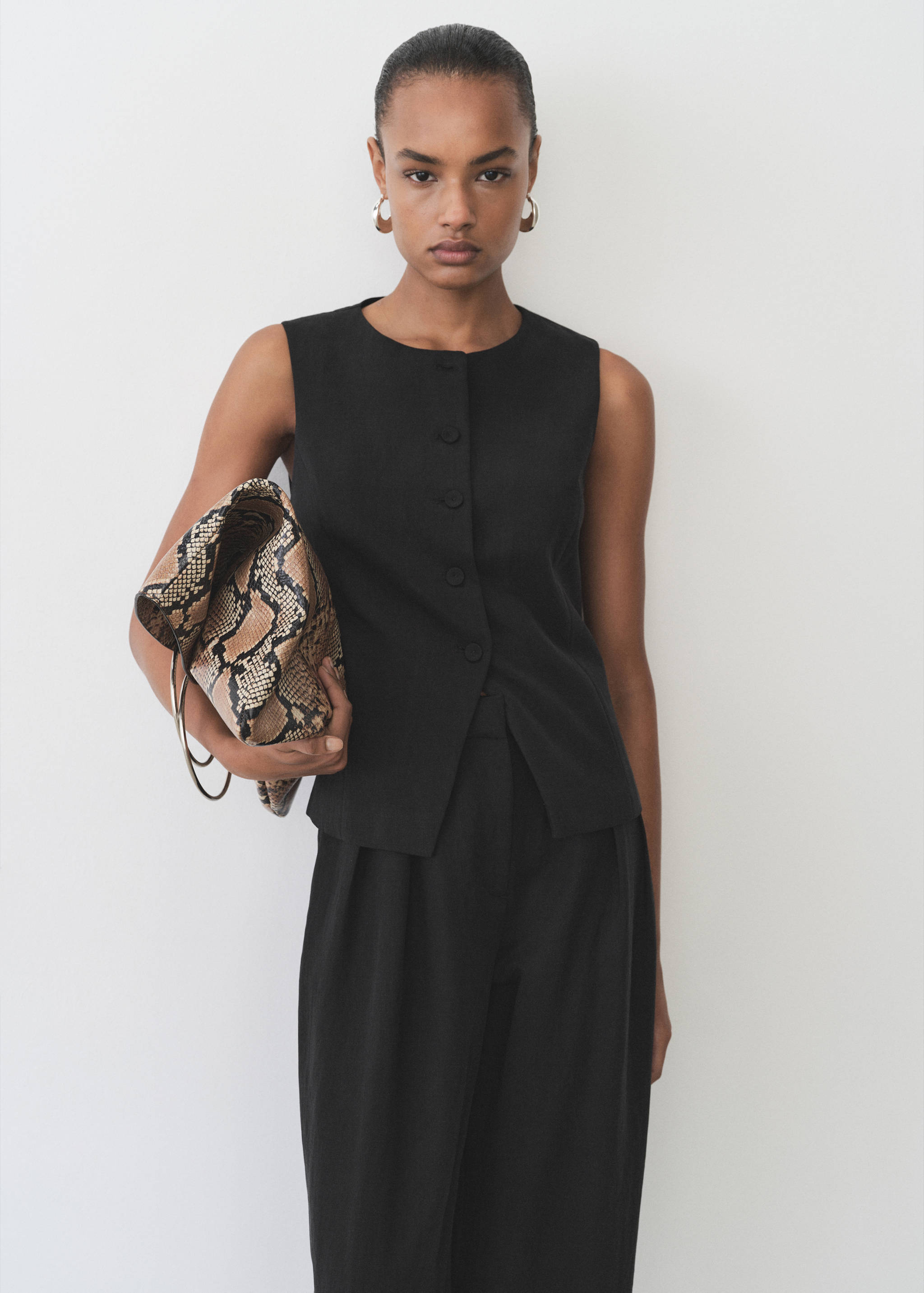 Colete de fato reto de liocel - Plano médio