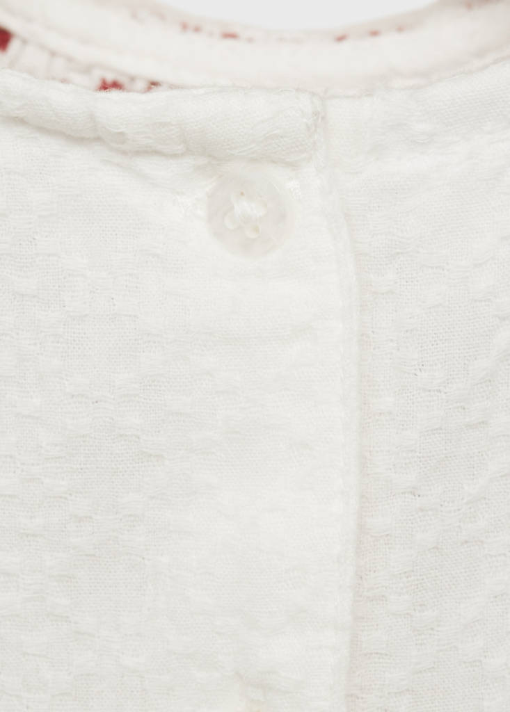 Textured ruffled blouse — White
