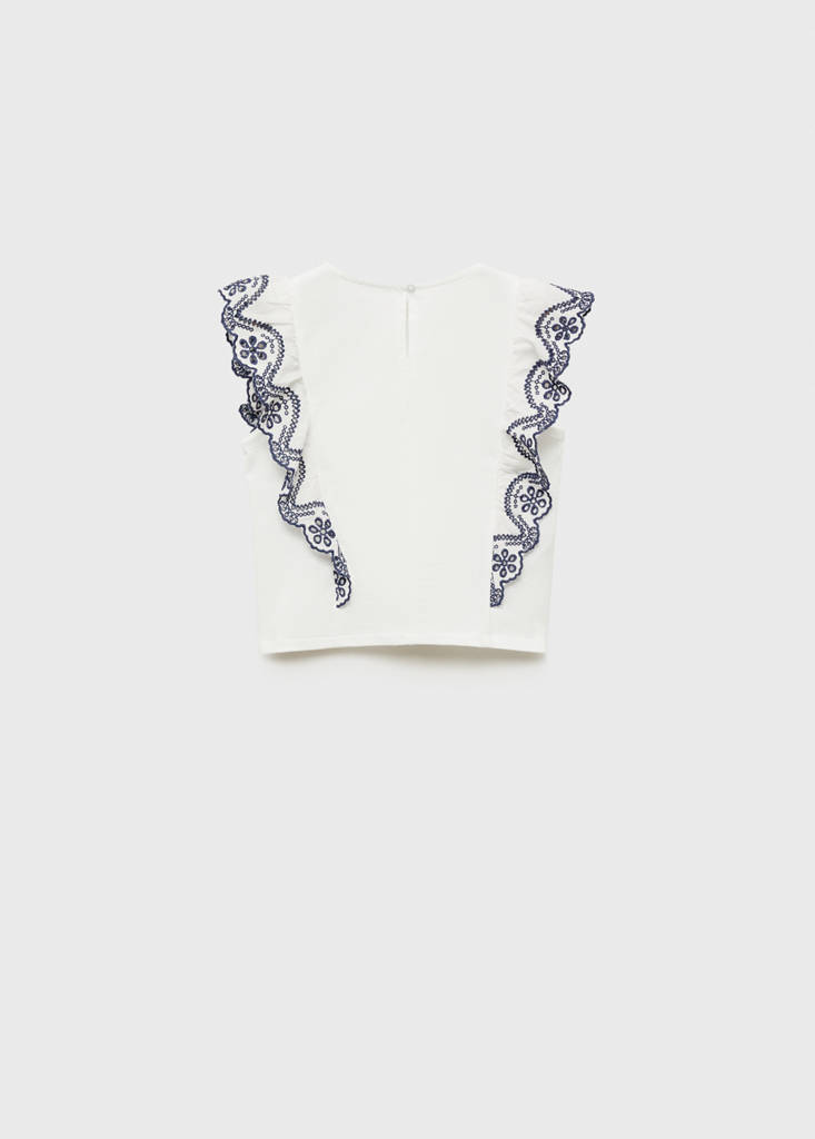 Textured ruffled blouse — White