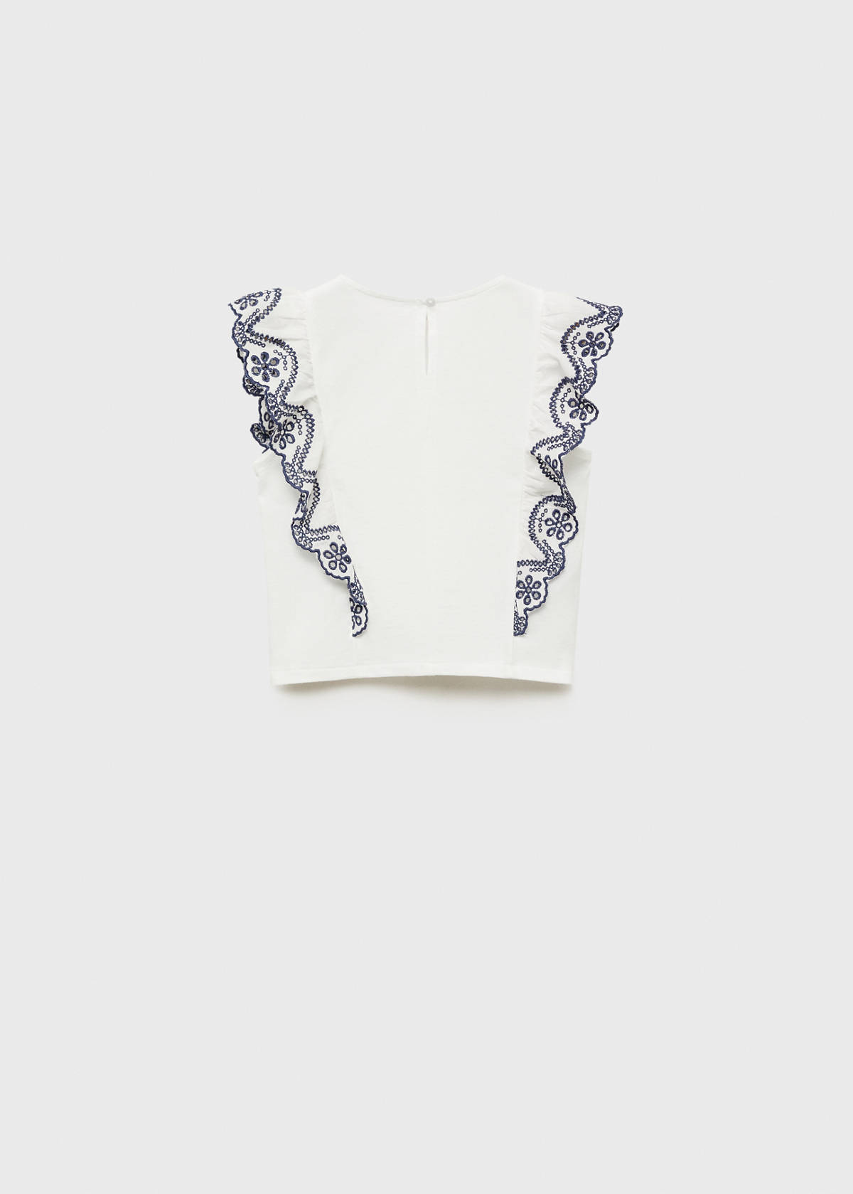 Textured ruffled blouse — White