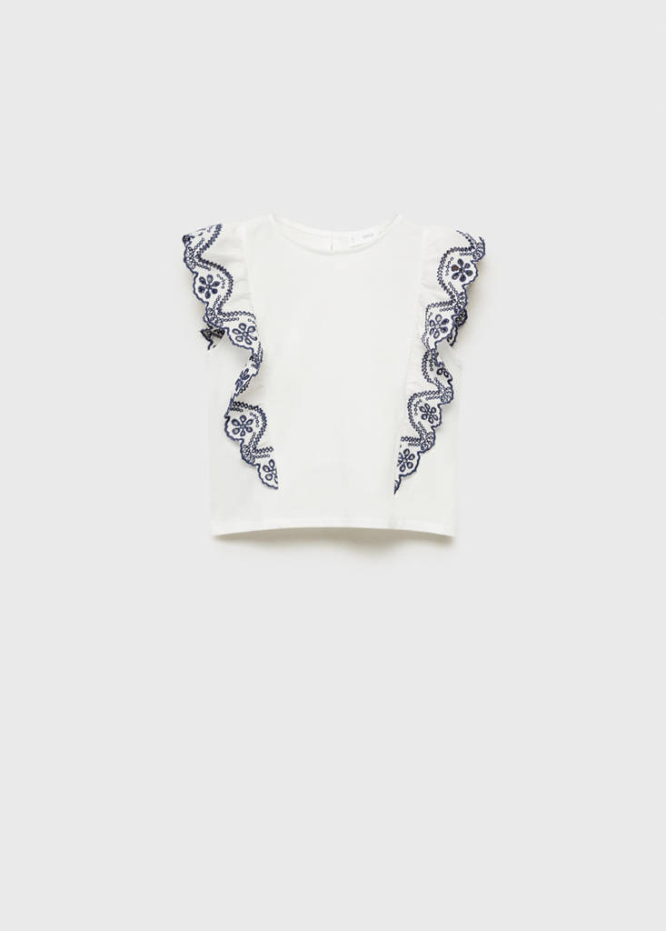 Textured ruffled blouse — White