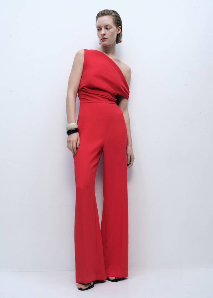 MANGO - Combinaison asymétrique drapée rouge - 4XL