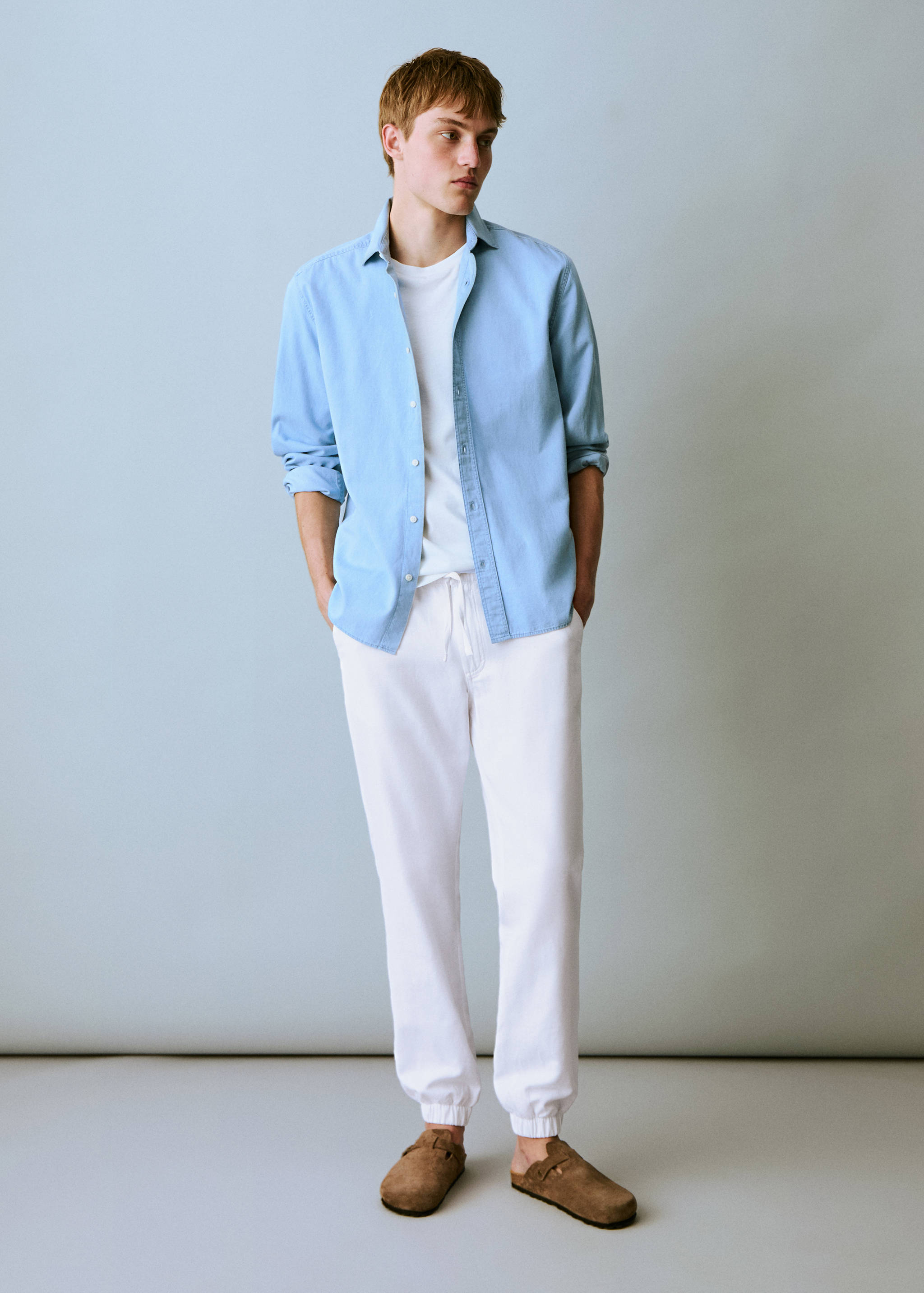 Cotton-linen jogger trousers - General plane