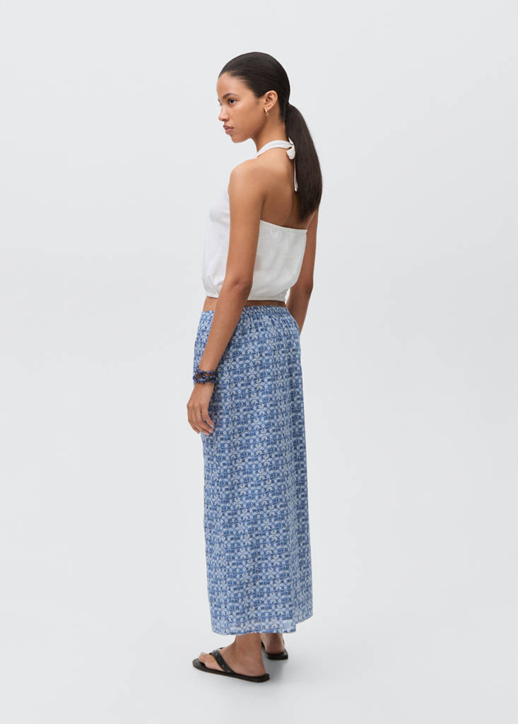 Printed long skirt — Dark Navy
