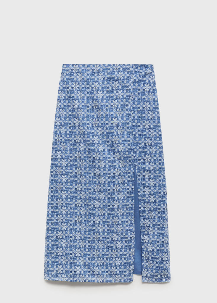 Printed long skirt — Dark Navy
