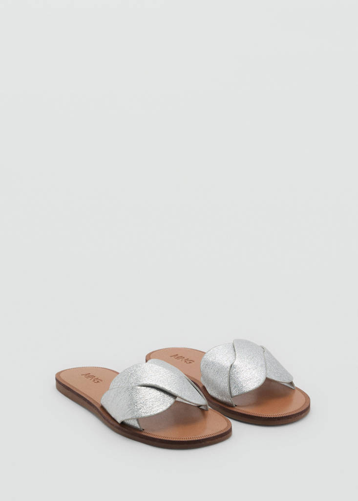 Metallic interlaced sandals