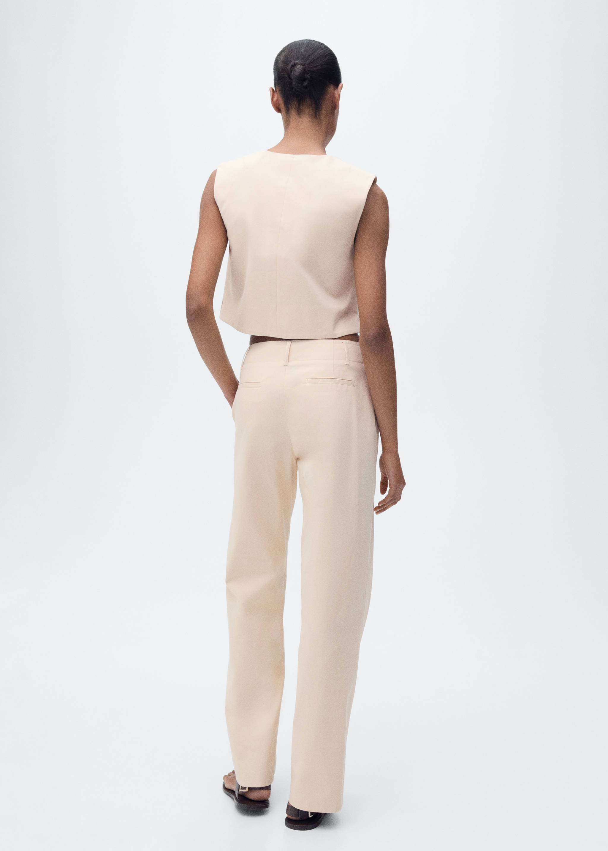 Mid-rise straight-fit cotton trousers - Reverse of the article