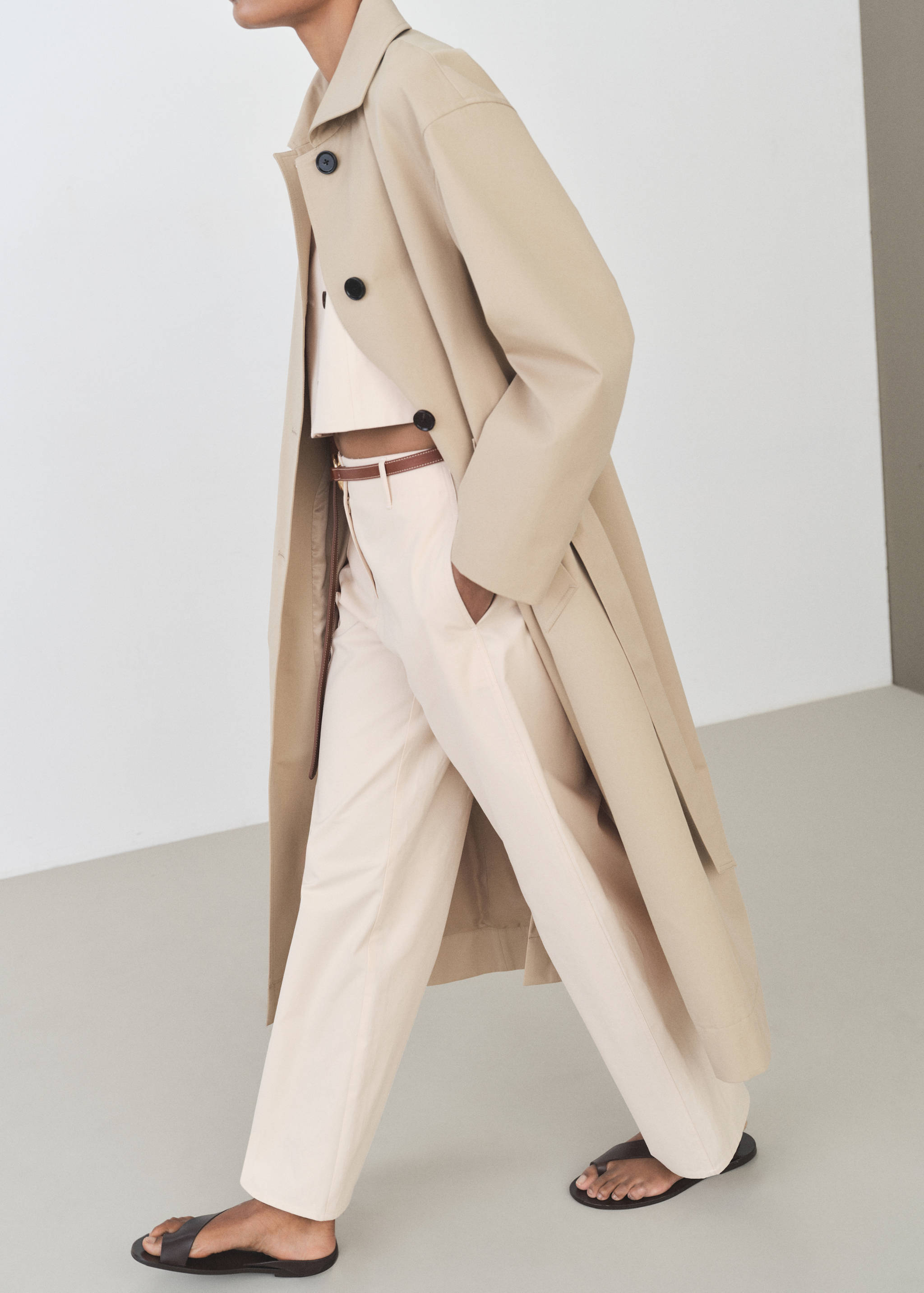 Mid-rise straight-fit cotton trousers - Details of the article 2