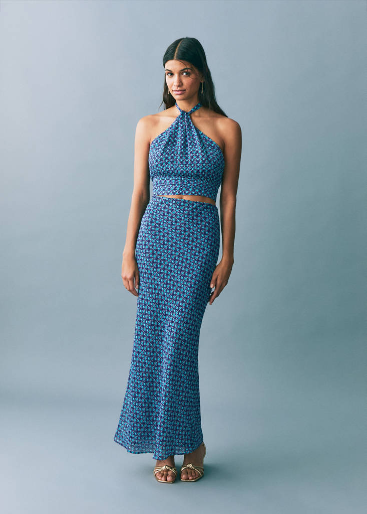 Printed midi skirt — Turquoise