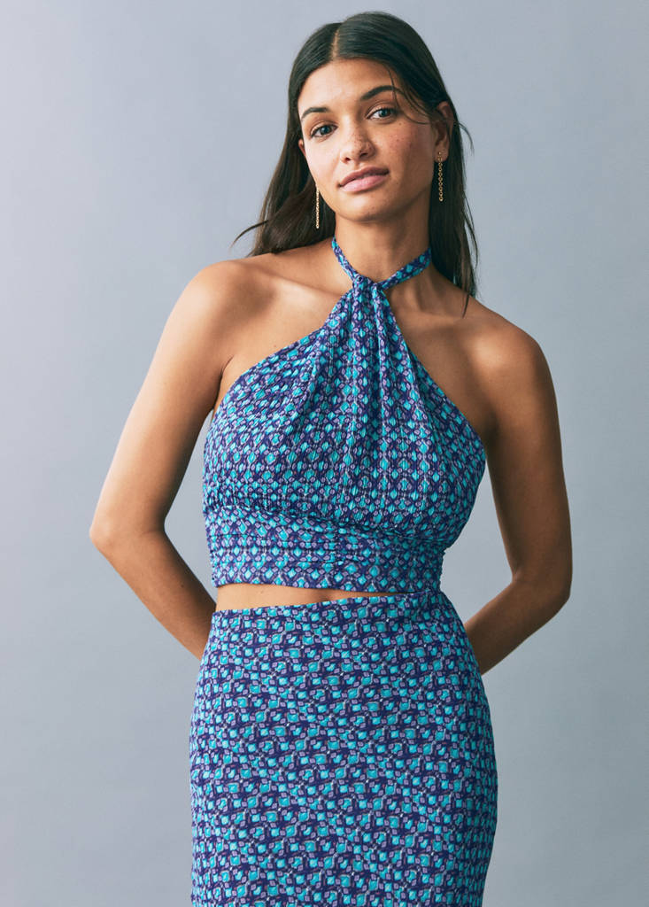 Printed midi skirt — Turquoise
