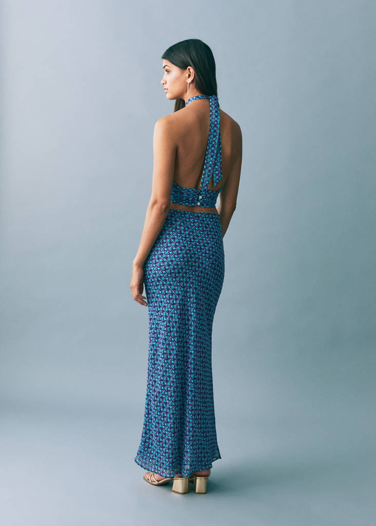 Printed midi skirt — Turquoise