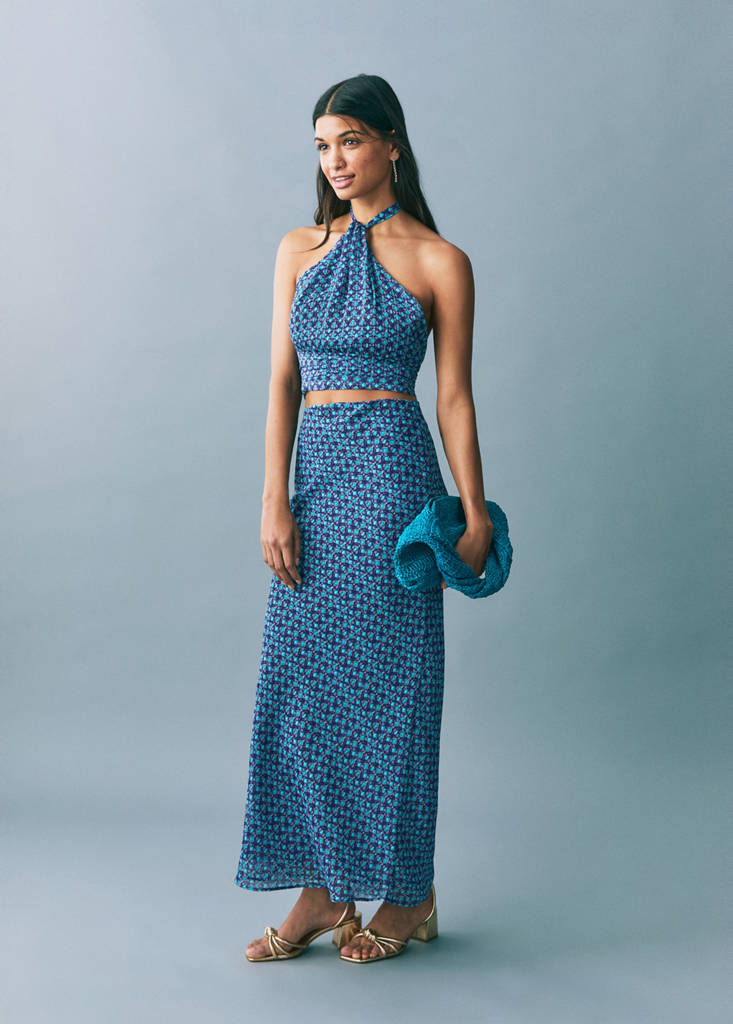 Printed midi skirt — Turquoise
