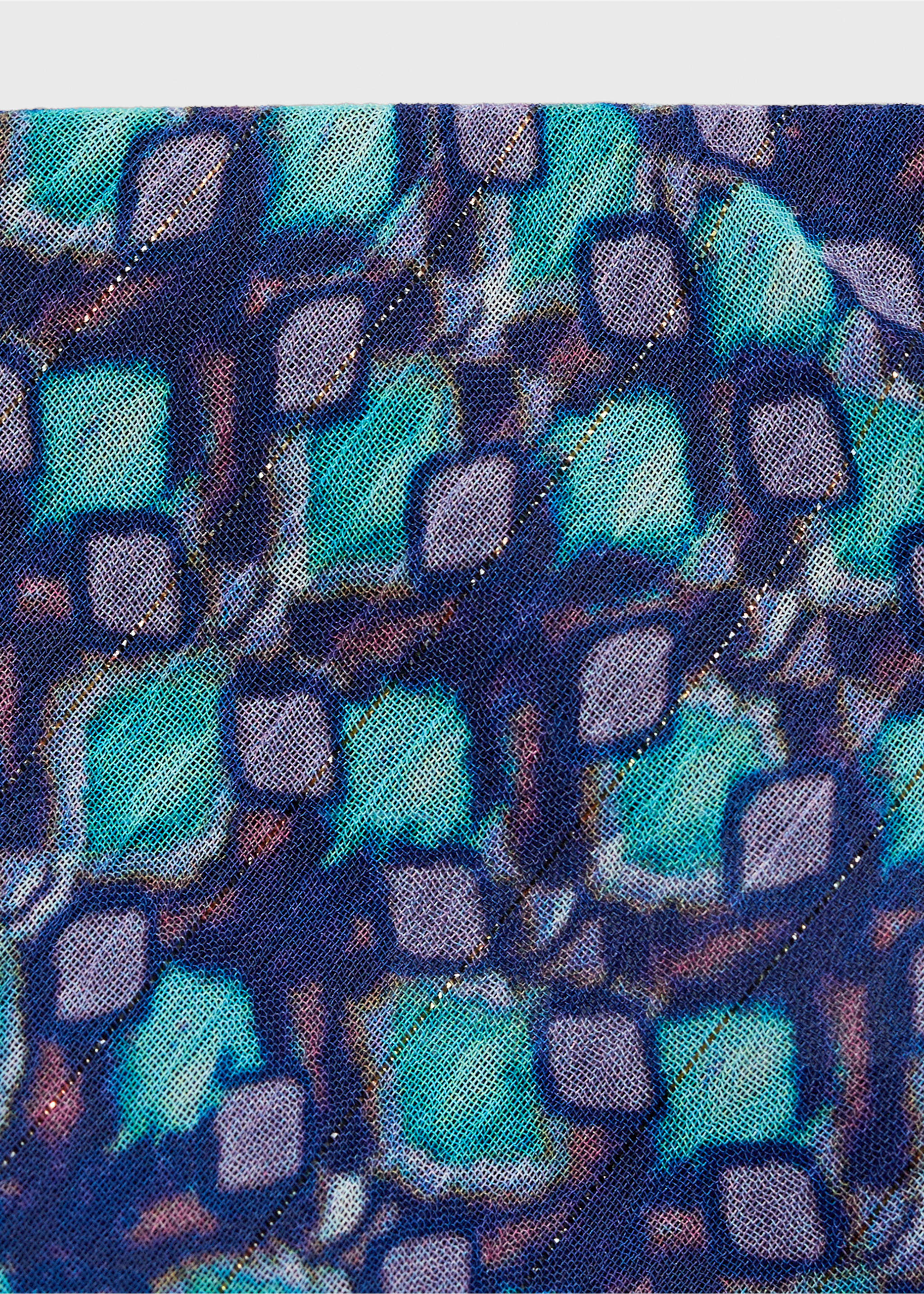 Printed midi skirt - Details of the article 8, Turquoise. Ref: 87086361-00.