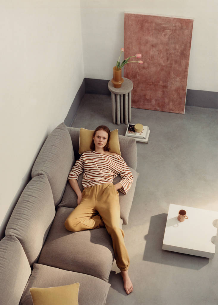 Heather fleece cotton trousers — Ochre