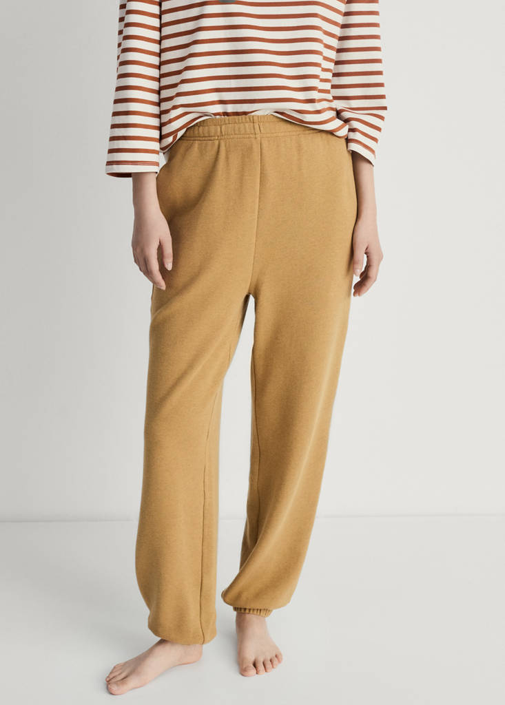 Heather fleece cotton trousers — Ochre