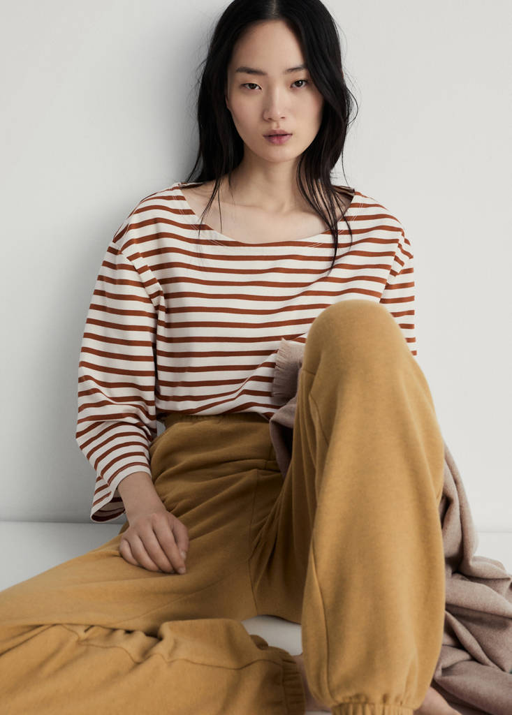Heather fleece cotton trousers — Ochre