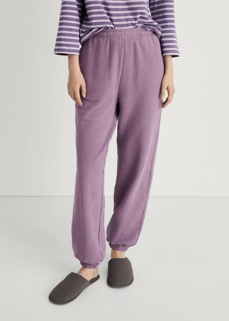 Heather fleece cotton trousers — Plum