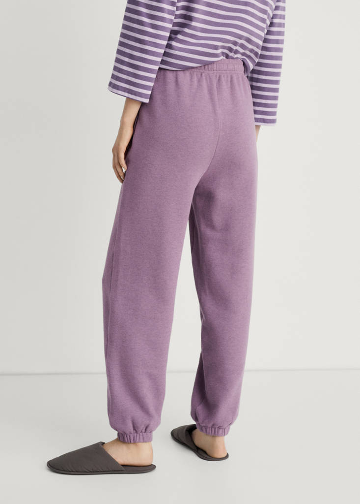 Heather fleece cotton trousers — Plum