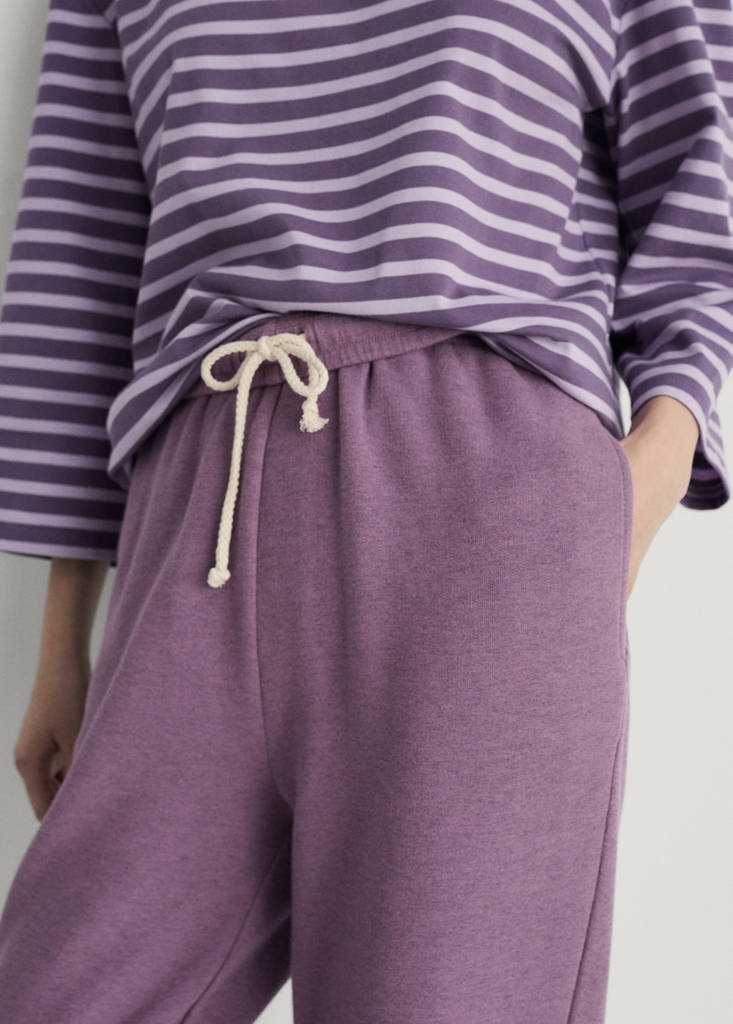 Heather fleece cotton trousers — Plum