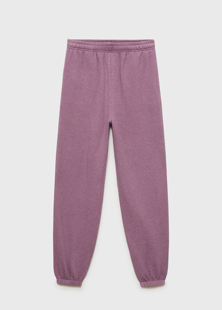 Heather fleece cotton trousers — Plum