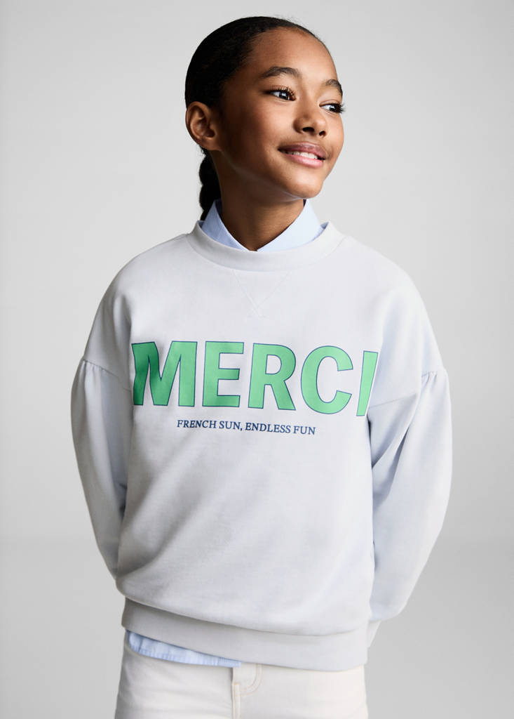 Message cotton sweatshirt — Sky Blue