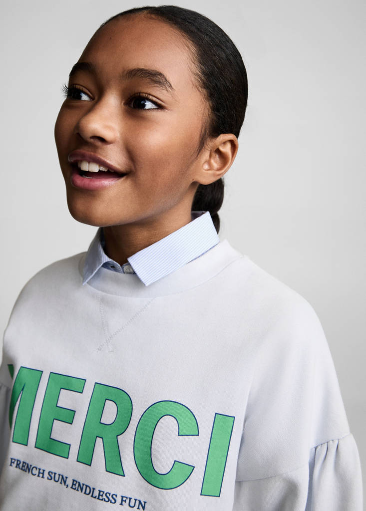 Message cotton sweatshirt — Sky Blue