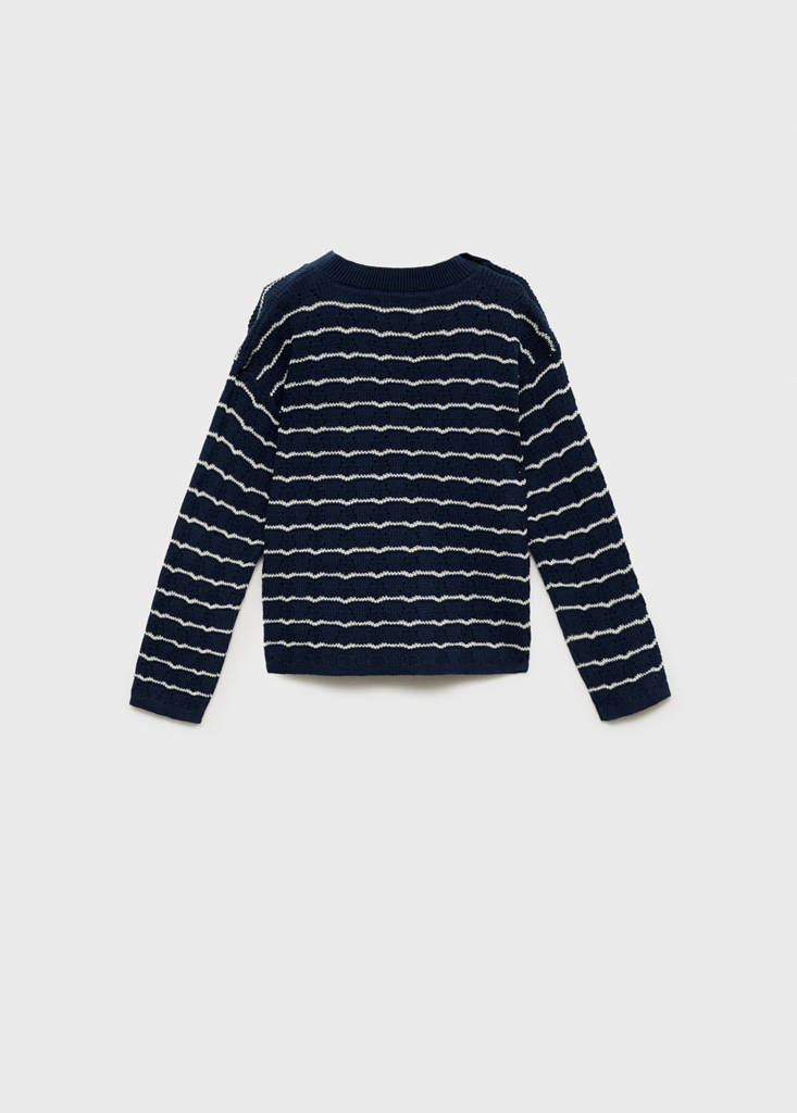 Striped openwork knit sweater — Dark Navy