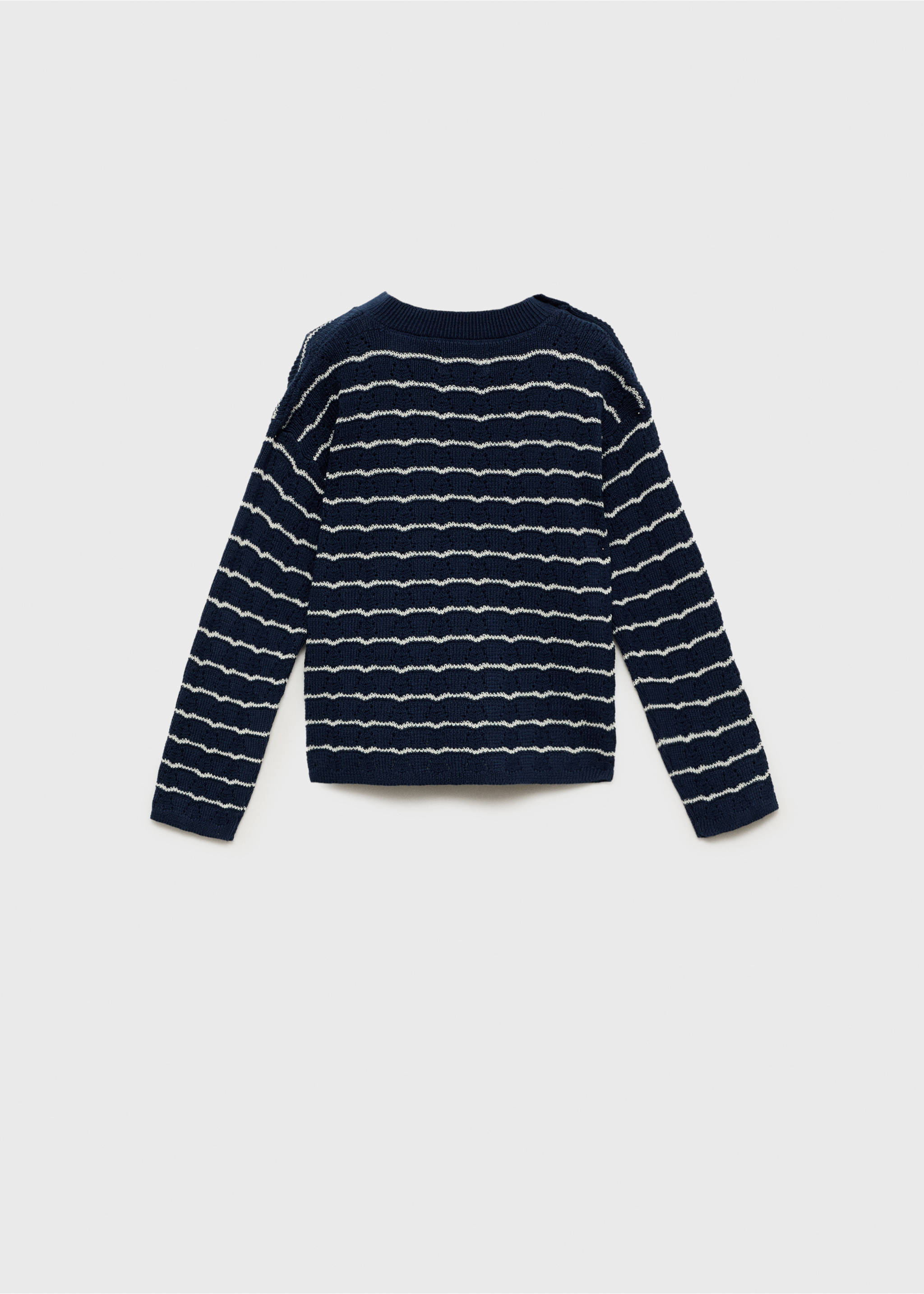Striped knit sweater with lace accents - Reverse of the article, Dark Navy. Ref: 87086712-00.