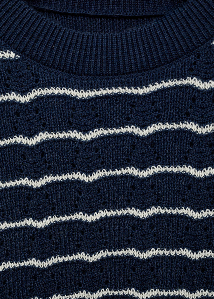 Striped openwork knit sweater — Dark Navy