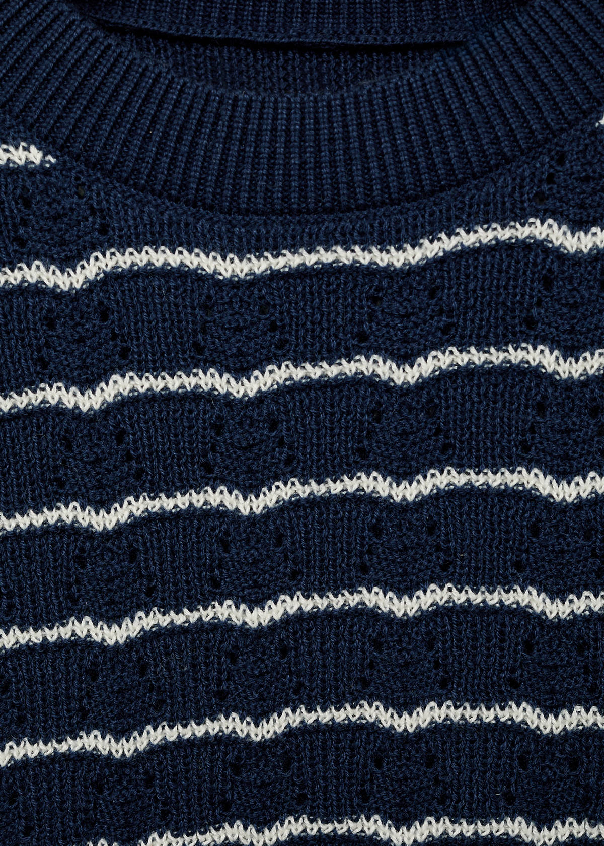 Striped openwork knit sweater — Dark Navy