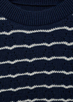 Striped openwork knit sweater — Dark Navy 4