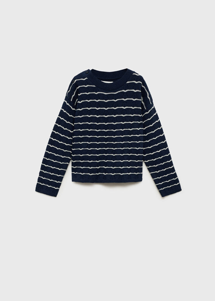 Striped openwork knit sweater — Dark Navy