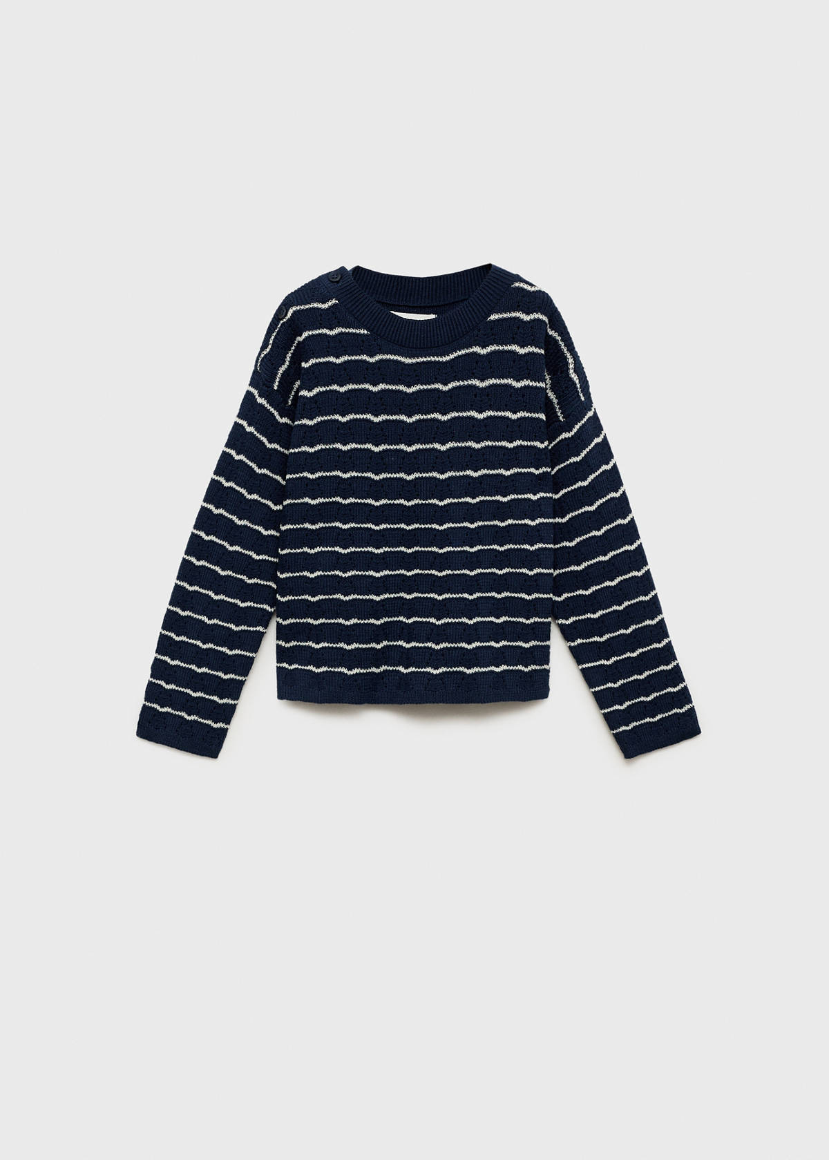Striped openwork knit sweater — Dark Navy