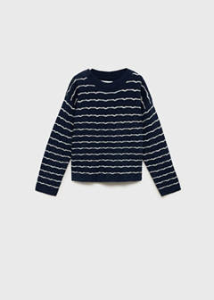 Striped openwork knit sweater — Dark Navy 1
