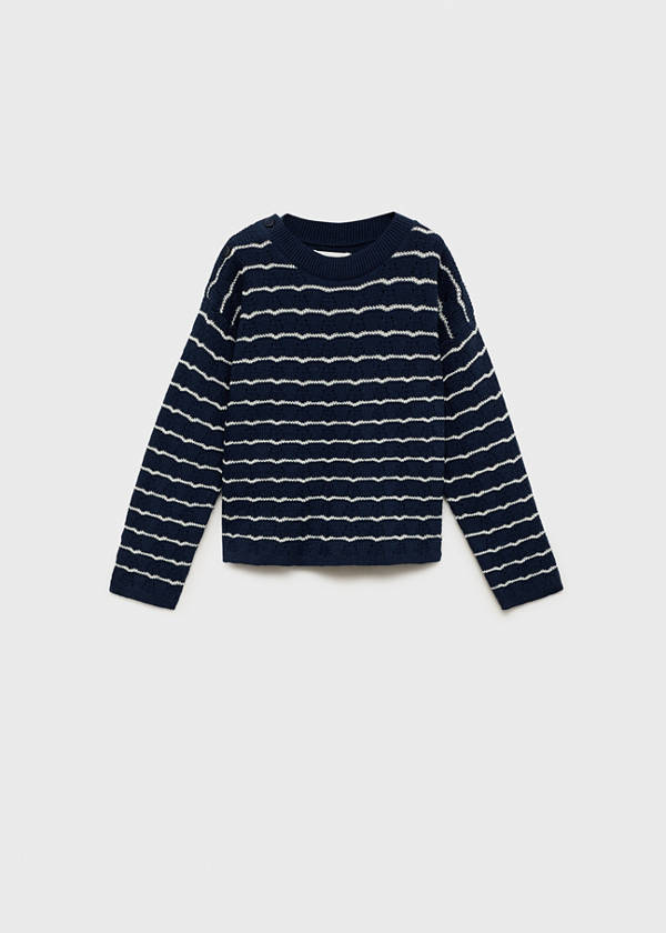 Striped openwork knit sweater — Dark Navy
