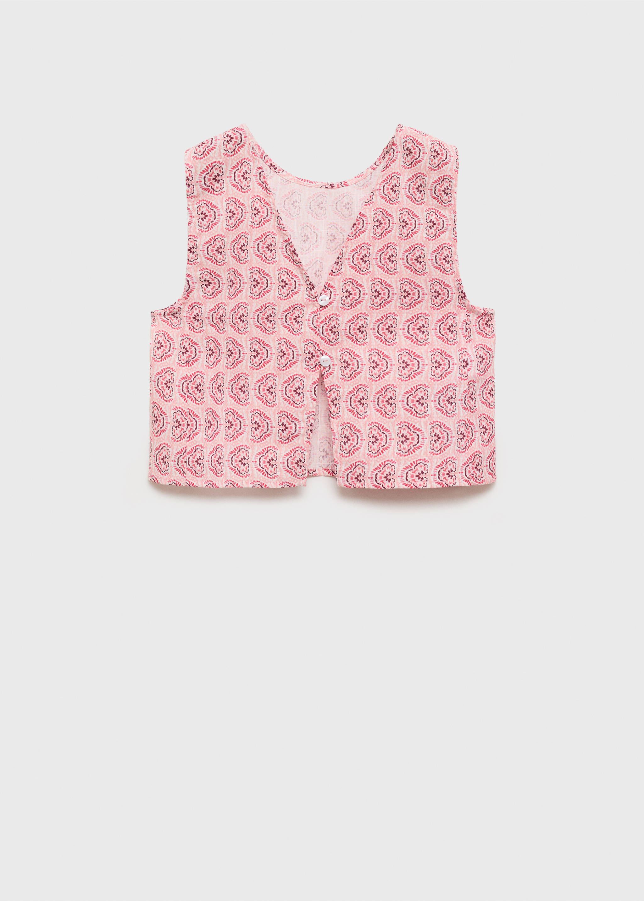 Buttoned printed blouse - Reverse of the article, Pink. Ref: 87086714-00.