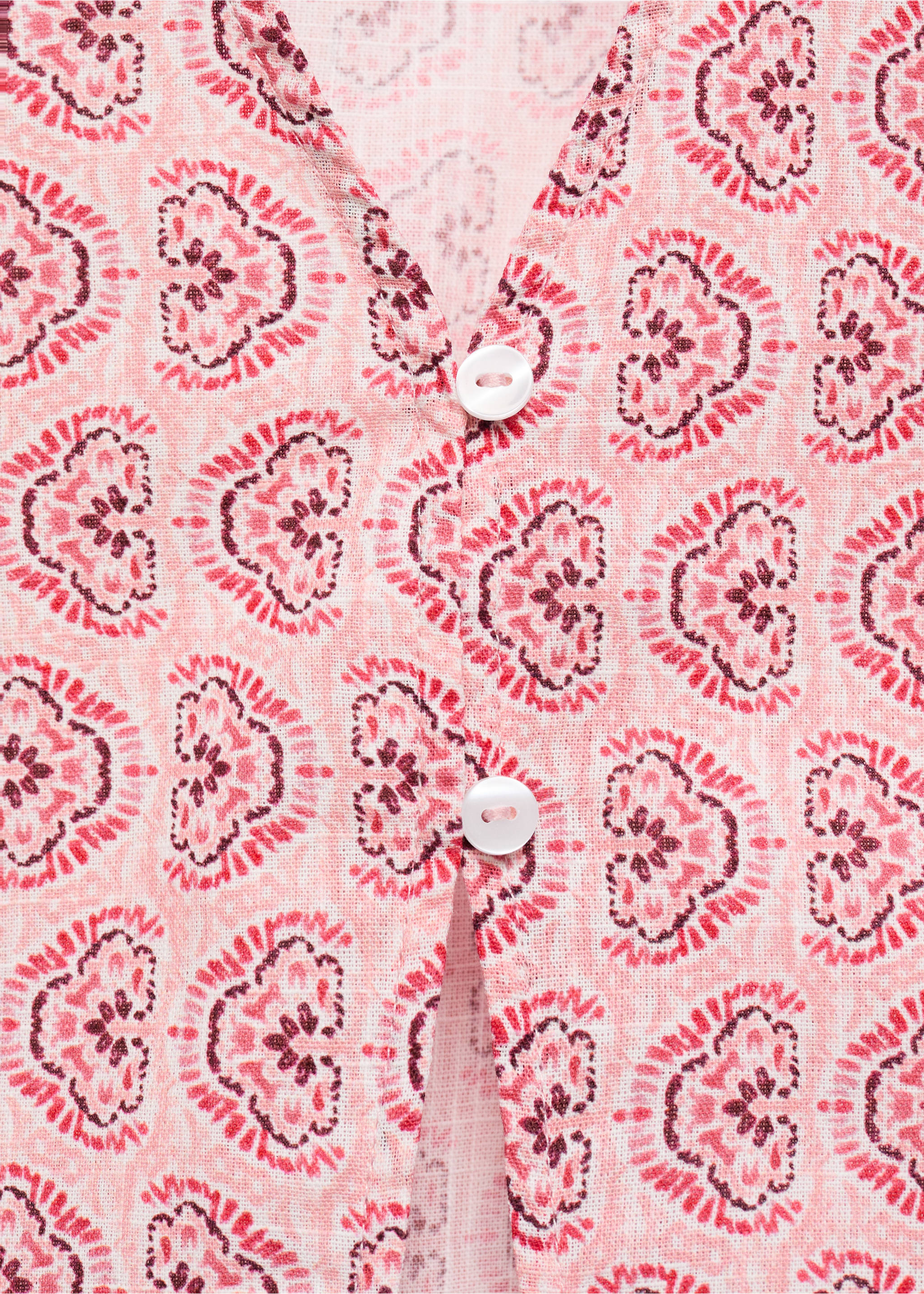 Buttoned printed blouse - Details of the article 0, Pink. Ref: 87086714-00.
