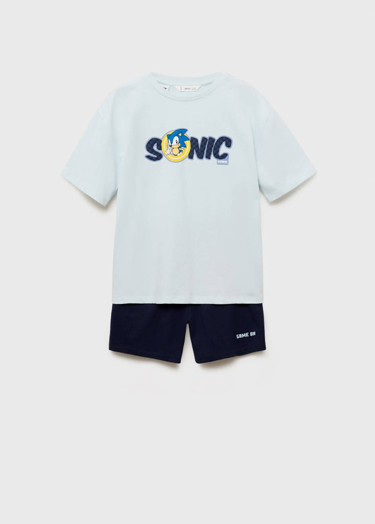 MANGO KIDS - Pyjama Sonic vert d´eau - 7-8 ans - Garçon