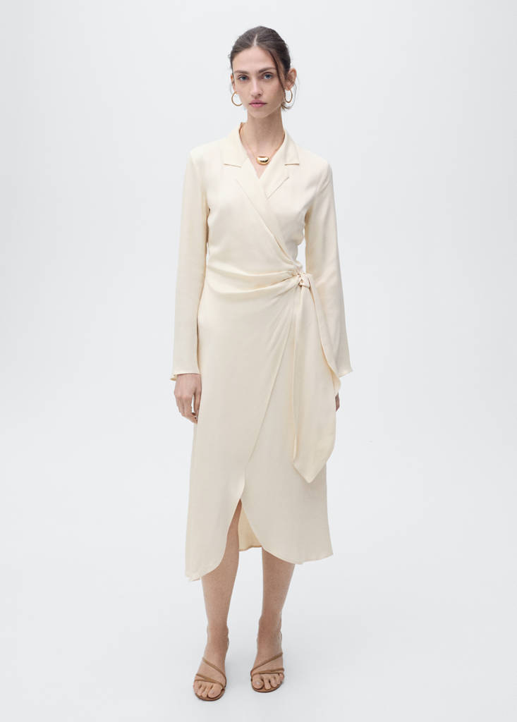 MANGO - Robe midi nouée écru - XS