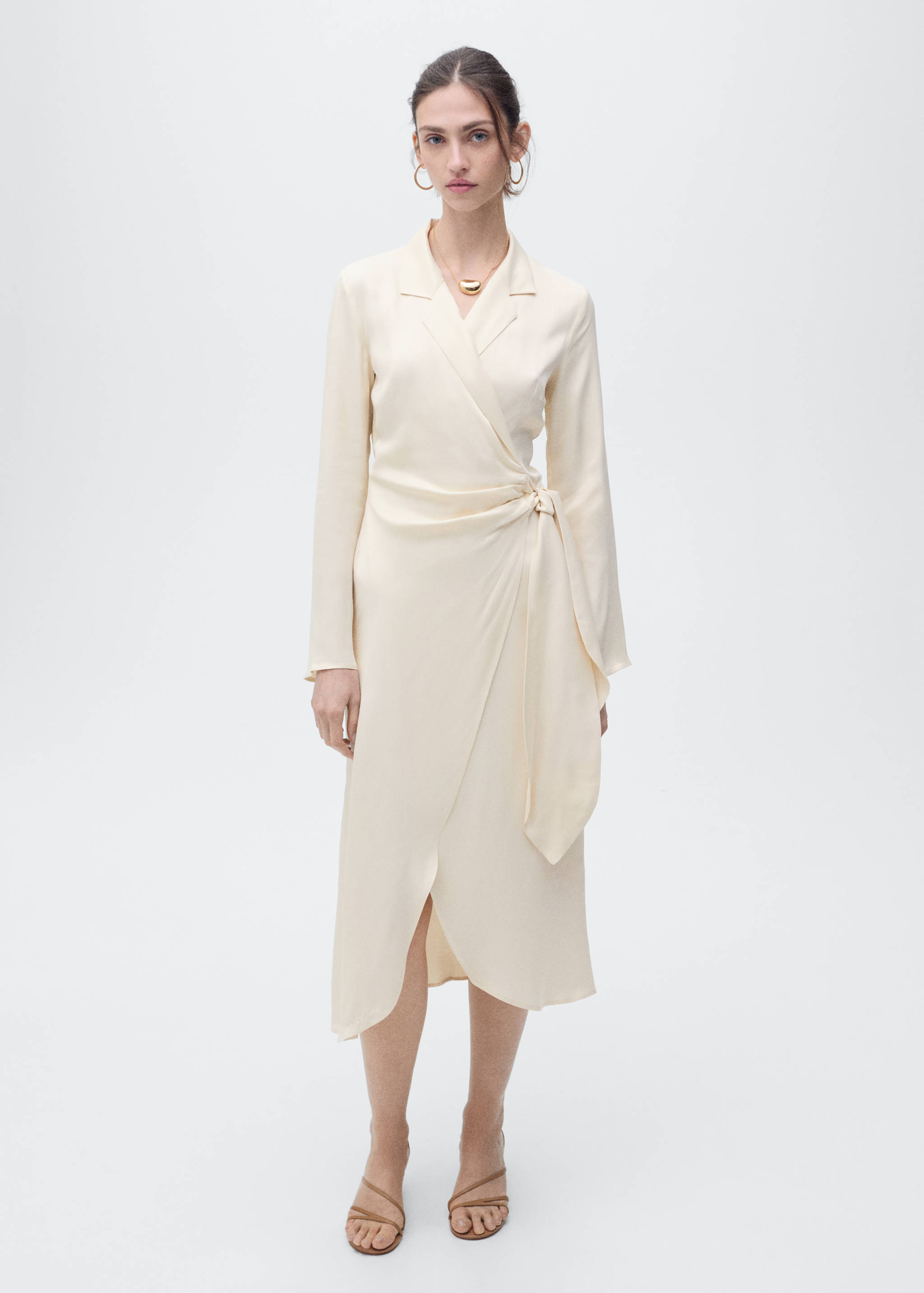 Wrap midi-dress with knot - General plane