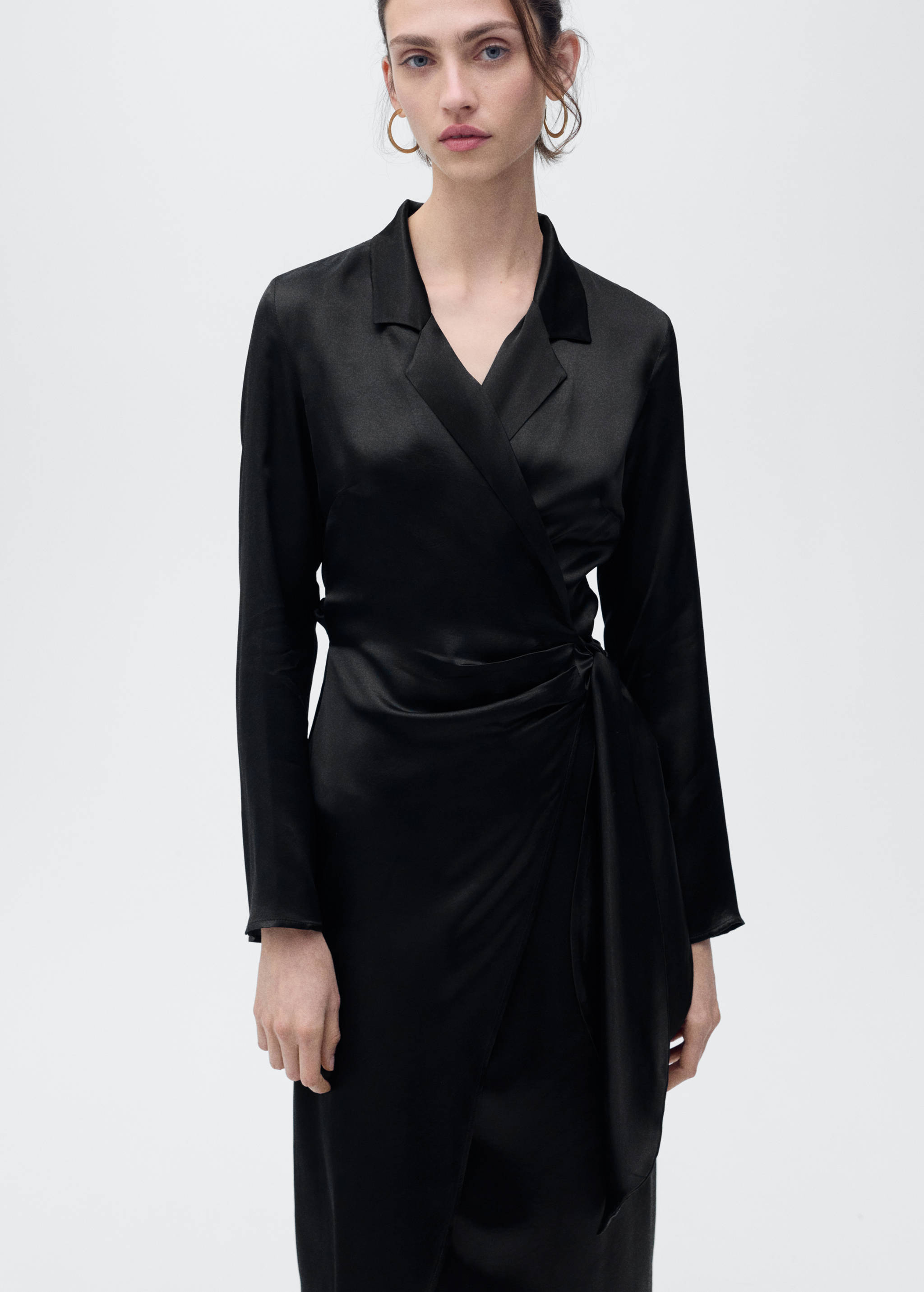 Wrap midi-dress with knot - Medium plane