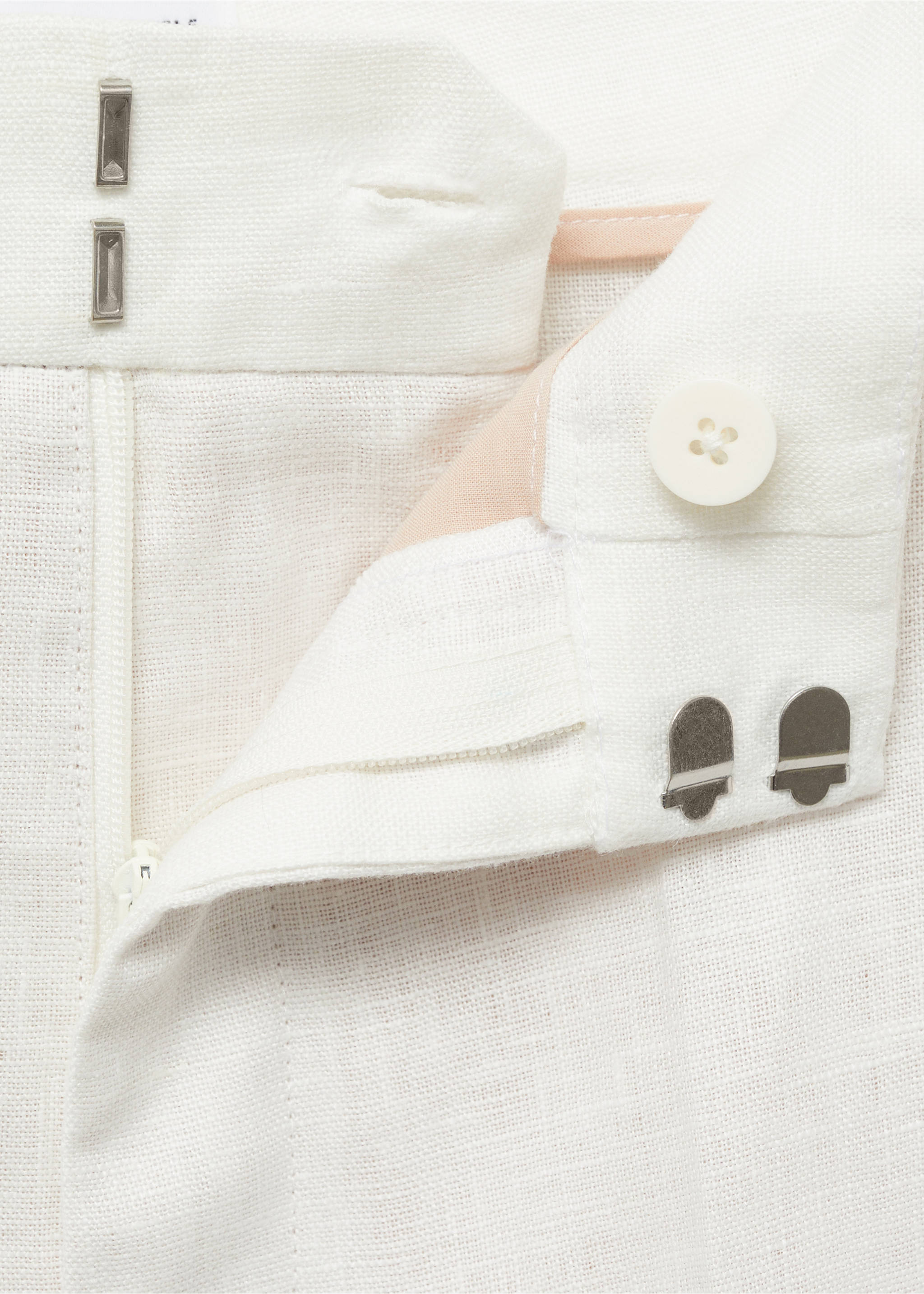 Linen suit trousers - Details of the article 8, Off White. Ref: 87087162-00.