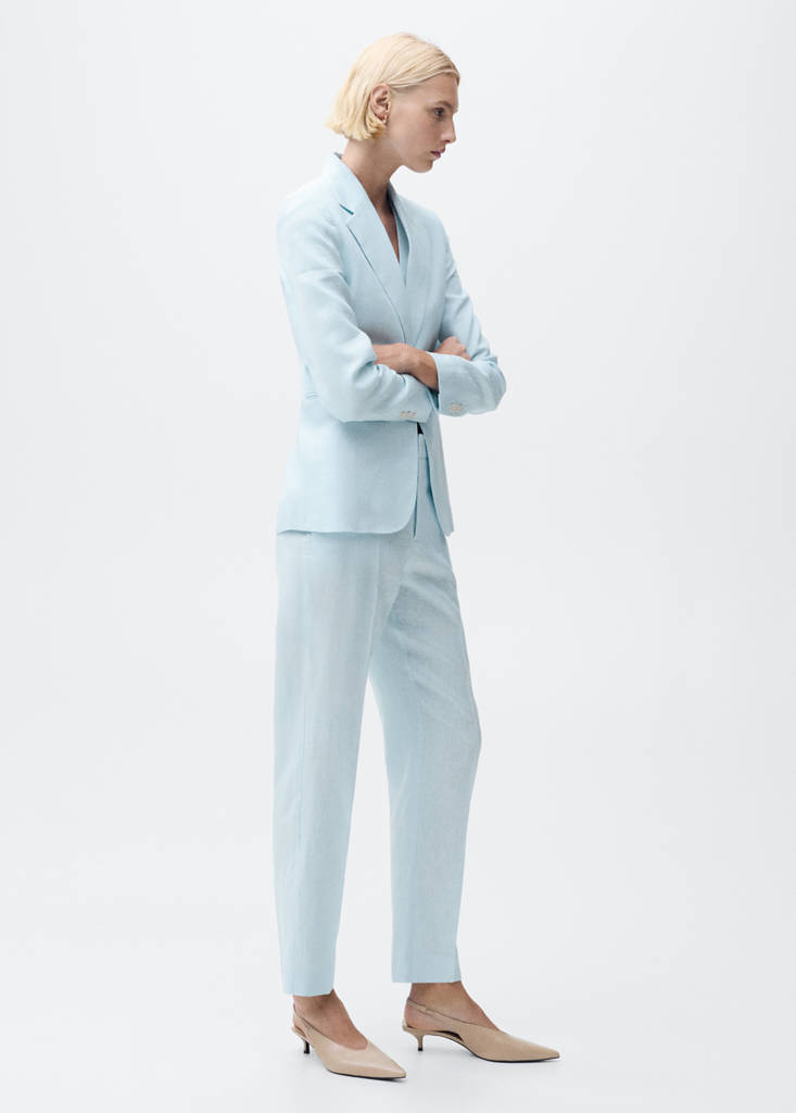 Linen suit trousers — Sky Blue