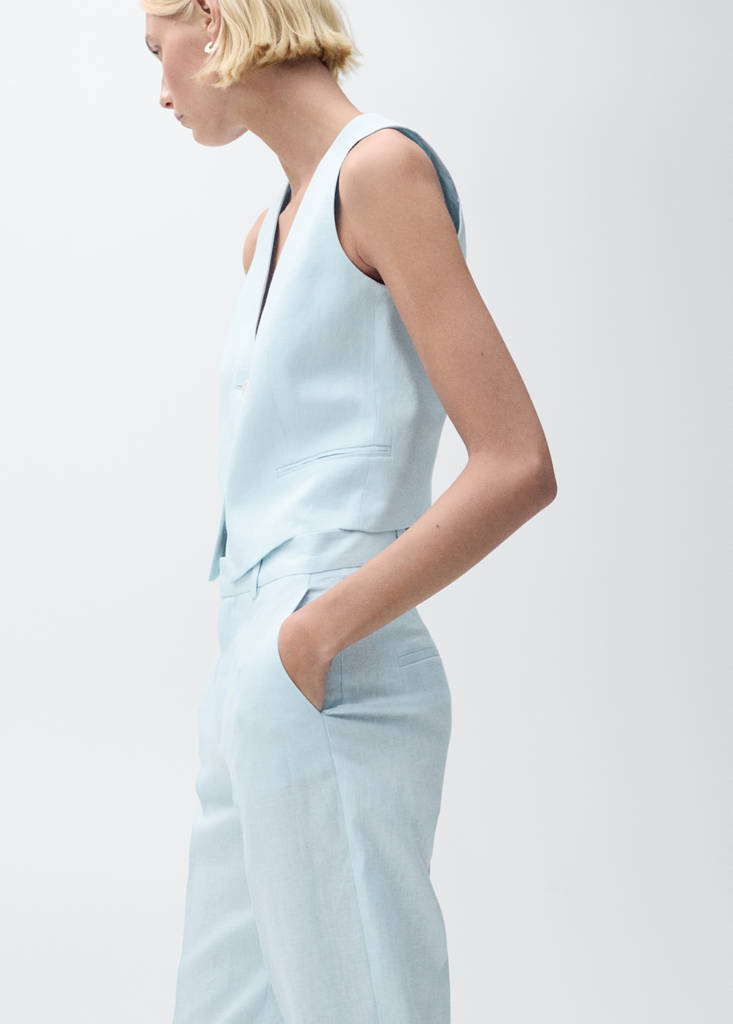 Linen suit trousers — Sky Blue