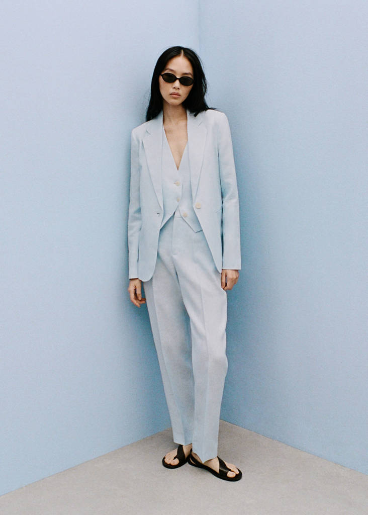 Linen suit trousers — Sky Blue