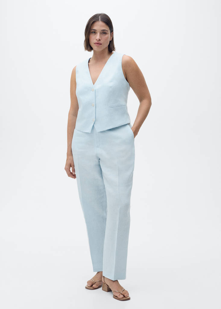 Linen suit trousers — Sky Blue