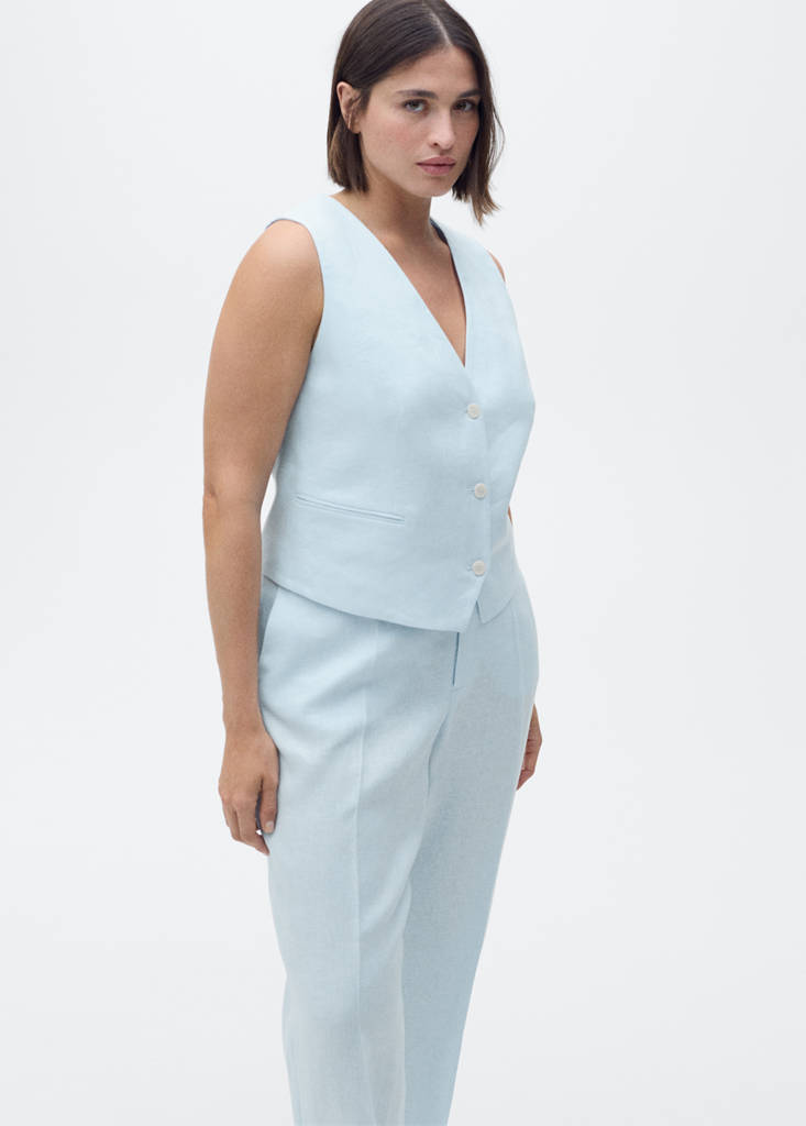 Linen suit trousers — Sky Blue