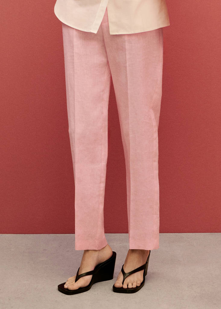 Linen suit trousers — Light Pink