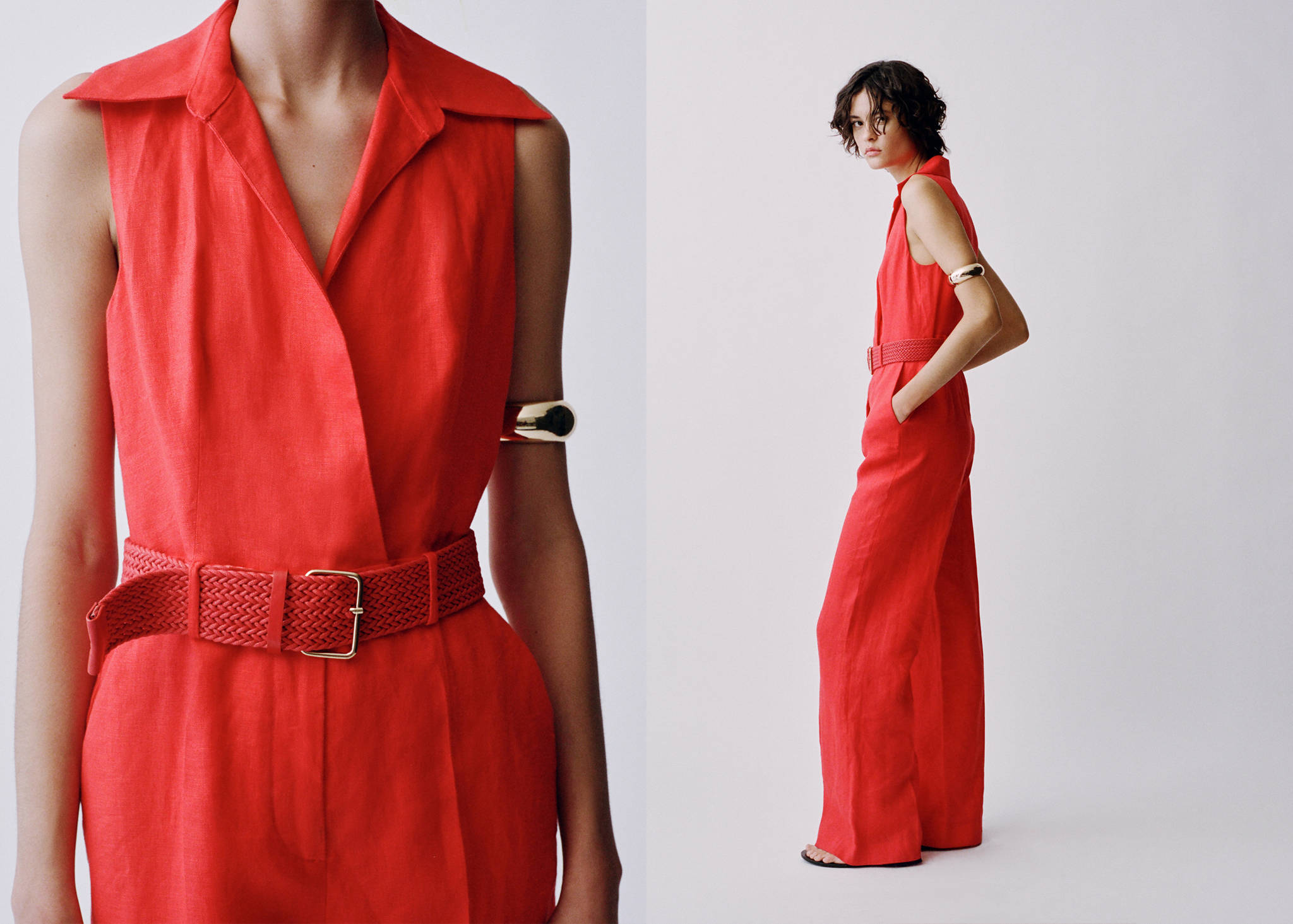 Linen shirt jumpsuit with belt - Panoramic plane